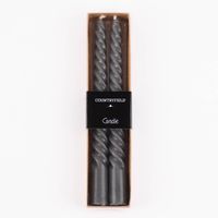Stabkerzen Twisted einfarbig grau 2 Stück 20x2cm