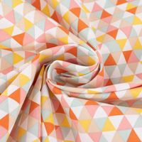 Baumwollstoff TRIMIA Geometrie Dreiecke weiß bunt 1.5m Breite