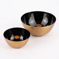 Kerzenhalter für Stabkerzen Schale Metall goldfarbig schwarz 6x14.5cm