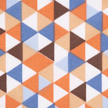 Tischdeckenstoff besch. Baumwolle TRIMIA Dreiecke weiß blau bunt 1.45m