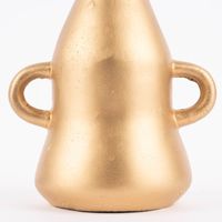 Kerzenhalter für Stabkerzen Flasche bauchig zwei Griffe Keramik goldfarbig schwarz 23x16cm