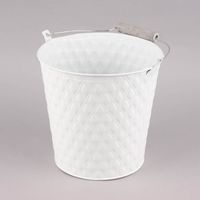 Pflanztopf Eimer Prägemuster einfarbig weiß 19x21cm