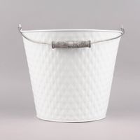 Pflanztopf Eimer Prägemuster einfarbig weiß 25x29cm