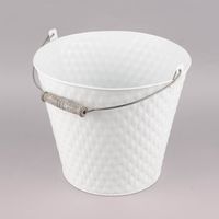Pflanztopf Eimer Prägemuster einfarbig weiß 25x29cm