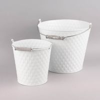 Pflanztopf Eimer Prägemuster einfarbig weiß 25x29cm