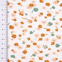 Bekleidungsstoff Modal Baumwolle Jersey Blumen weiß rosa cognac 1.50m