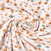 Bekleidungsstoff Modal Baumwolle Jersey Blumen weiß rosa cognac 1.50m