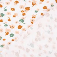 Bekleidungsstoff Modal Baumwolle Jersey Blumen weiß rosa cognac 1.50m