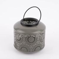 Windlicht mit Henkel gestanztes Ornamente Muster Metall 17.5x18cm verschiedene Farben