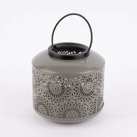 Windlicht mit Henkel gestanztes Ornamente Muster Metall 17.5x18cm verschiedene Farben