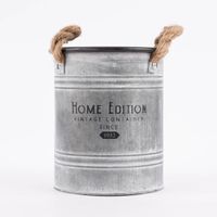 Pflanztopf Home Edition verzinkt silberfarbig mit Jutegriffen versch. Größen