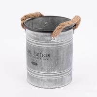 Pflanztopf Home Edition verzinkt silberfarbig mit Jutegriffen versch. Größen