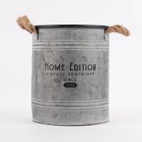 Pflanztopf Home Edition verzinkt silberfarbig mit Jutegriffen versch. Größen
