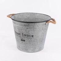 XL Pflanztopf Home Edition verzinkt silberfarbig mit Jutegriffen 37.5x30.5cm