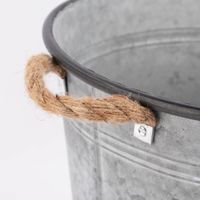 XL Pflanztopf Home Edition verzinkt silberfarbig mit Jutegriffen 37.5x30.5cm
