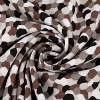Bekleidungsstoff leichte Viskose grafische Punkte Kreise braun beige s