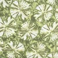 Bekleidungsstoff Viskose Tie Dye Batik Kreise grün weiß 1.35m