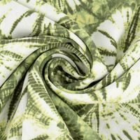 Bekleidungsstoff Viskose Tie Dye Batik Kreise grün weiß 1.35m