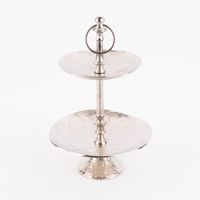 Etagere 2stufig rund strukturierte Oberfläche Metall silberfarbig 22x35cm
