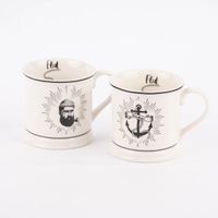 Tasse maritim Keramik weiß schwarz 9.5x13x9.5cm verschiedene Motive 420ml
