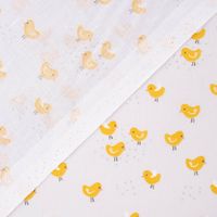 Baumwollstoff Poussinou Küken grau gelb 1.40m Breite