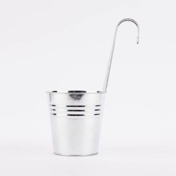 Pflanztopf mit Haken Metall silberfarben 13.5x29cm