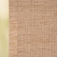 SCHÖNER LEBEN. Thermovorhang Thermochenille Akustik Kälteschutz INUIT beige 245cm oder Wunschlänge Detailaufnahme beiger Chenille-Struktur, Stoffkante mit sichtbarer Naht
