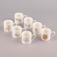 Espresso Tasse New Bone Porzellan weiß gold verschiedene Motive 50ml