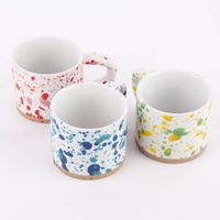 Sass & Belle Tasse Farbspritzer Steinzeug weiß gelb grün natur 360ml