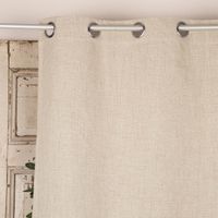 Thermovorhang mit Ösen verdunkelnd Leinenoptik einfarbig beige 135x240cm