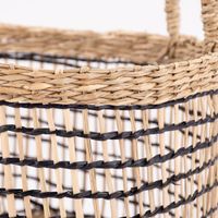 Sass & Belle Aufbewahrungskorb 2er Set rund Streifen natur schwarz 25x25cm
