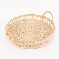 Sass & Belle Deko Tablett Rattan mit Griffen rund natur 40x38x5.5cm