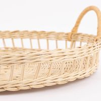 Sass & Belle Deko Tablett Rattan mit Griffen rund natur 40x38x5.5cm