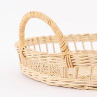 Sass & Belle Deko Tablett Rattan mit Griffen rund natur 40x38x5.5cm