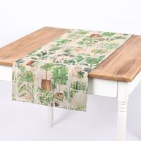 SCHÖNER LEBEN. Tischläufer Wintergarten Pflanztöpfe beige grün
