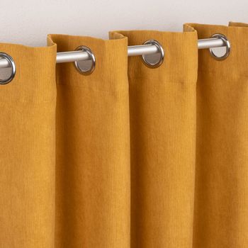 Ösengardine Cordoptik einfarbig currygelb 140x260cm