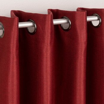 Ösengardine Chevron feine Zickzacklinien abdunkelnd rot schwarz 140x260cm