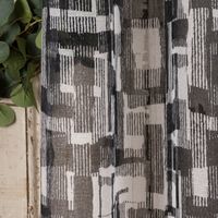 Ösengardine grafisches Muster halbtransparent weiß schwarz 140x260cm