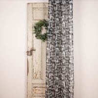 Ösengardine grafisches Muster halbtransparent weiß schwarz 140x260cm