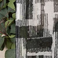 Ösengardine grafisches Muster halbtransparent weiß schwarz 140x260cm