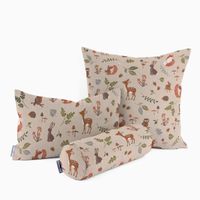 Dekostoff Forest Wood Animals Waldtiere Pilze Blätter natur braun gr