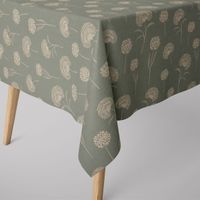 Dekostoff Elegant Dandelion Pusteblume mintgrün natur 1.40m