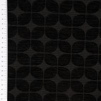 Dekostoff Jacquard Chenille Deluxe Soft Retro Leaf schwarz 1.40m Breite