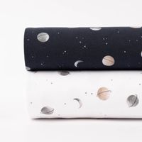 Baumwolljersey Digitaldr. SPACE Weltall Planeten Monde Sterne dunkelbl