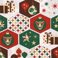 Baumwollstoff Popeline Weihnachten Waben Kugeln Sterne Geschenke wollw