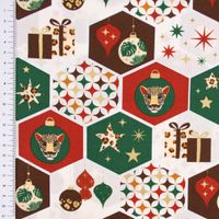 Baumwollstoff Popeline Weihnachten Waben Kugeln Sterne Geschenke wollw
