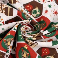 Baumwollstoff Popeline Weihnachten Waben Kugeln Sterne Geschenke wollw