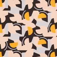 Dekostoff Baumwolle Java Retro Formen schwarz apricot flieder gelb 1.4