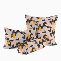 Dekostoff Baumwolle Java Retro Formen schwarz apricot flieder gelb 1.4