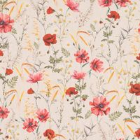 Dekostoff Baumwolle Poppy Mohnblumen Kamille Getreide beige rot 1.40m